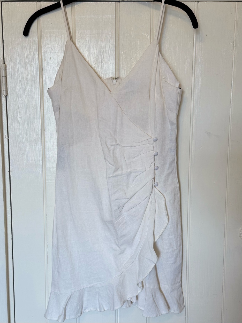 White Linen Ruffle Slip Dress